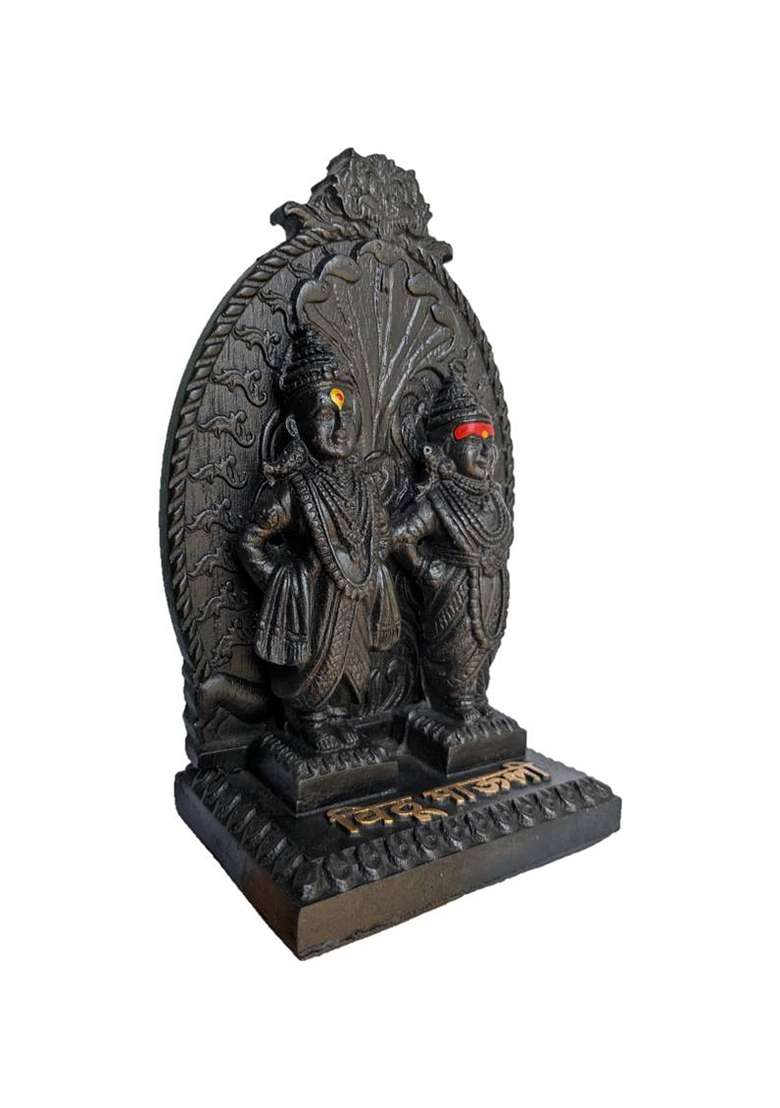 Vrusham Creations Vitthal Rukmini Idol 7 Inch With Back Design Decorative Showpiece - 18 Cm(Polyresin Black) - Indya