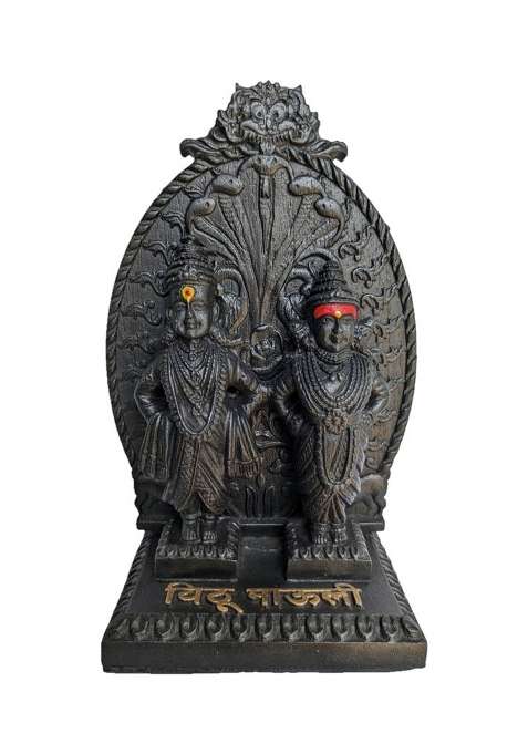Vrusham Creations Vitthal Rukmini Idol 7 Inch With Back Design Decorative Showpiece - 18 Cm(Polyresin Black)
