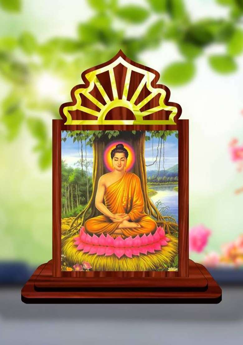 Giftsrange Gautam Buddha Mahavira Siddhartha Car Dashboard Idol Decorative Showpiece - 10.5 Cm(Wood Multicolor) - Indya