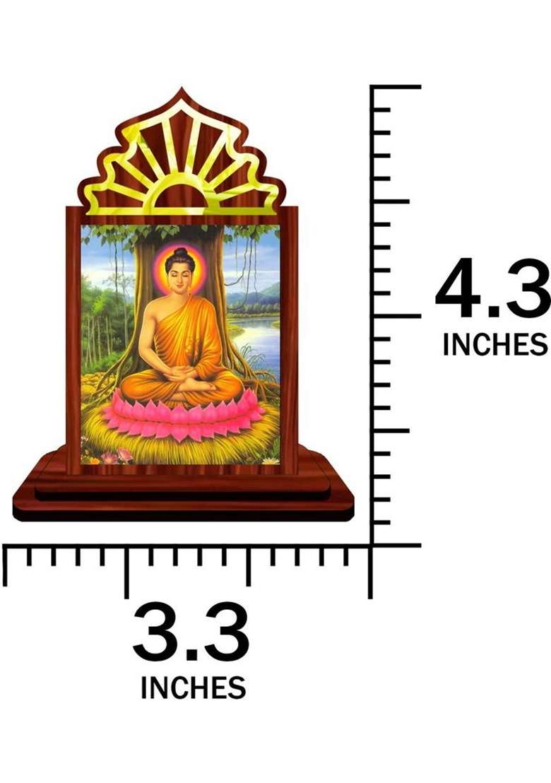Giftsrange Gautam Buddha Mahavira Siddhartha Car Dashboard Idol Decorative Showpiece - 10.5 Cm(Wood Multicolor) - Indya