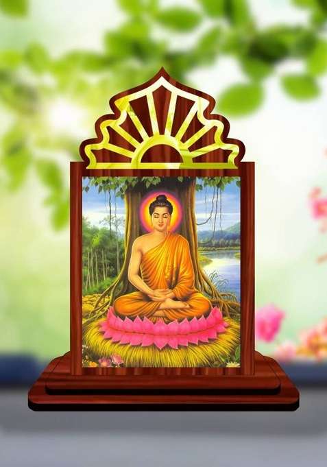 Giftsrange Gautam Buddha Mahavira Siddhartha Car Dashboard Idol Decorative Showpiece - 10.5 Cm(Wood Multicolor)