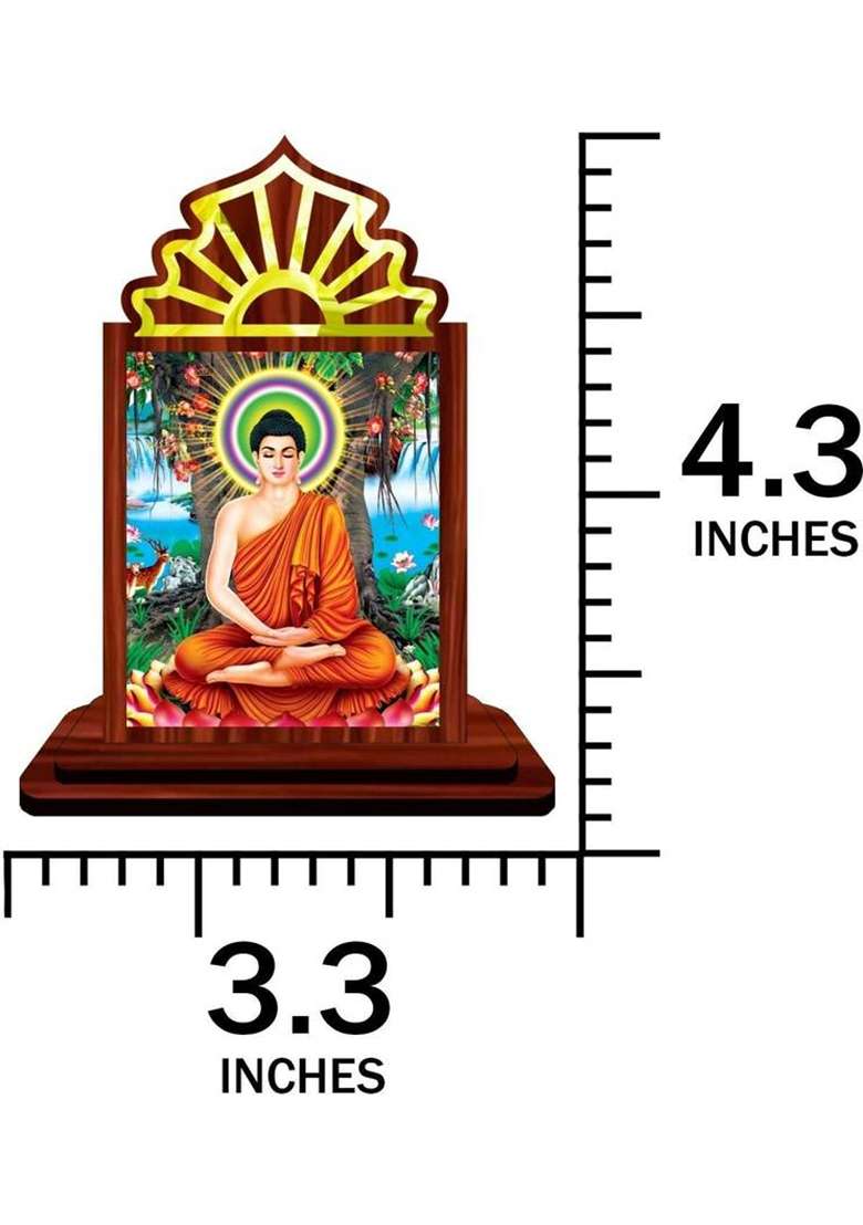 Giftsrange Gautam Buddha Mahavira Siddhartha Car Dashboard Idol Decorative Showpiece - 10.5 Cm(Wood Multicolor) - Indya