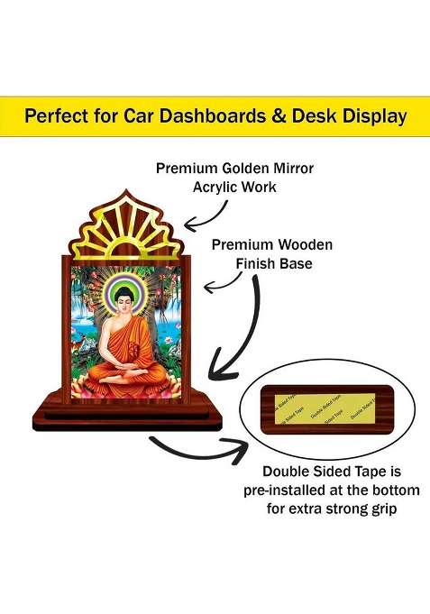Giftsrange Gautam Buddha Mahavira Siddhartha Car Dashboard Idol Decorative Showpiece - 10.5 Cm(Wood Multicolor)