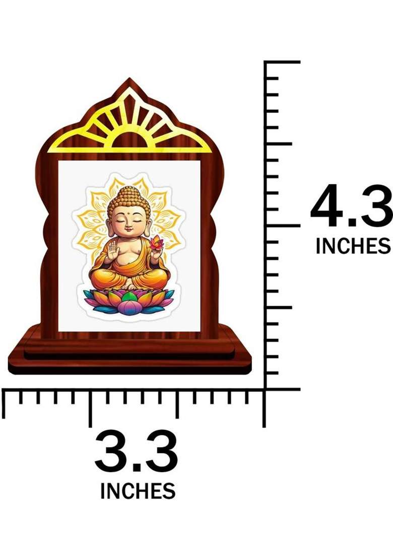 Giftsrange Gautam Buddha Mahavira Siddhartha Car Dashboard Idol Premium Decorative Showpiece - 10.4 Cm(Wood Multicolor) - Indya