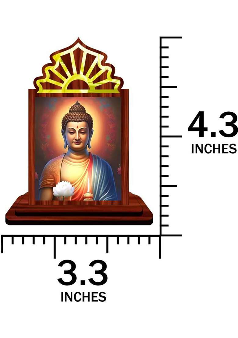 Giftsrange Gautam Buddha Mahavira Siddhartha Car Dashboard Idol Premium Decorative Showpiece - 10.5 Cm(Wood Multicolor) - Indya