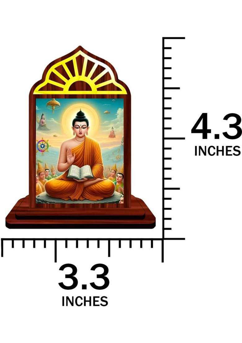 Giftsrange Gautam Buddha Mahavira Siddhartha Car Dashboard Idol Premium Decorative Showpiece - 10 Cm(Wood Multicolor) - Indya