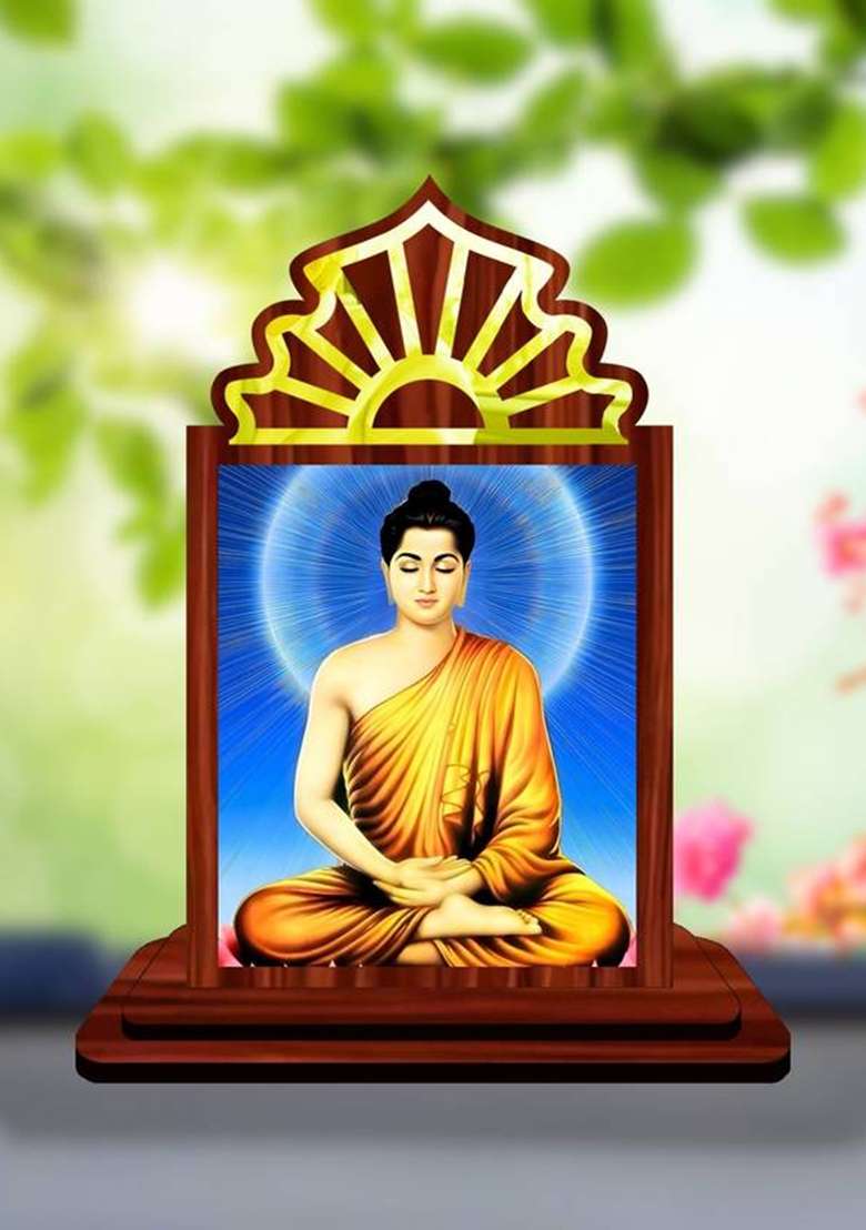 Giftsrange Gautam Buddha Mahavira Siddhartha Car Dashboard Idol Premium Decorative Showpiece - 10.5 Cm(Wood Multicolor) - Indya
