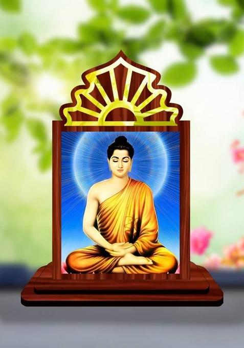 Giftsrange Gautam Buddha Mahavira Siddhartha Car Dashboard Idol Premium Decorative Showpiece - 10.5 Cm(Wood Multicolor)