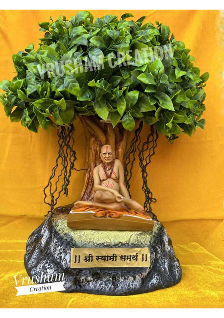 Vrusham Creations Shree Swami Samarth Idol With Tree 1.5 Feet Decorative Showpiece - 45 Cm(Resin Multicolor) - Indya