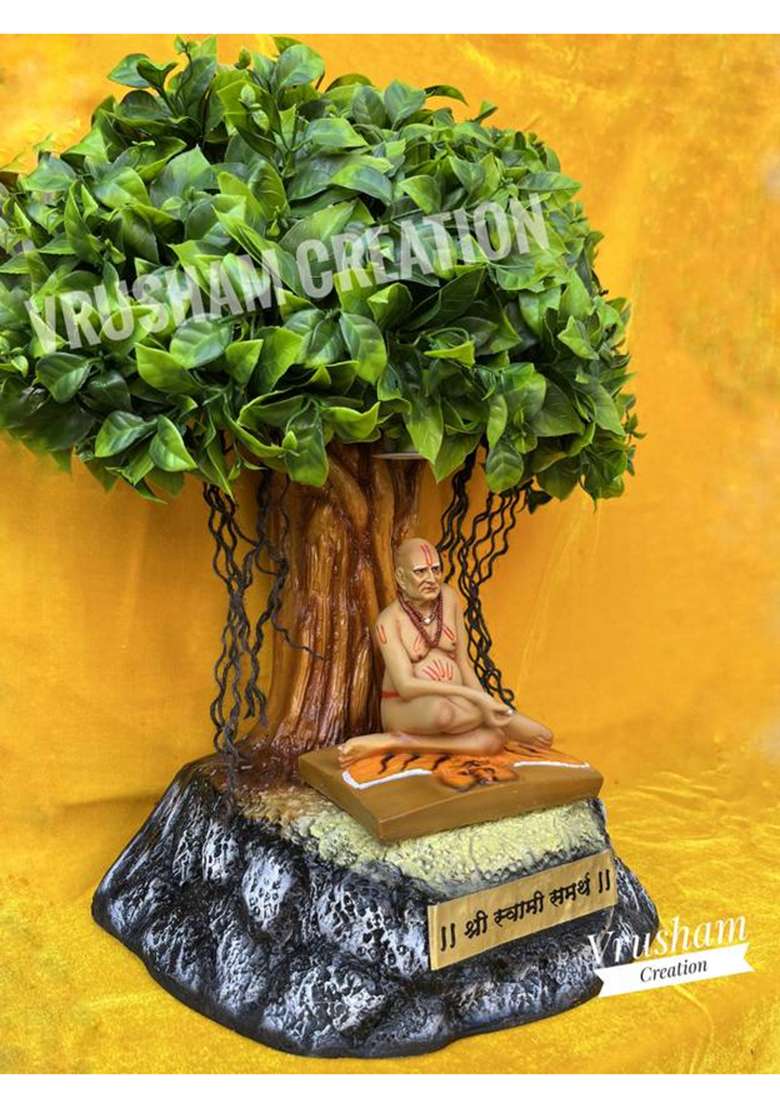 Vrusham Creations Shree Swami Samarth Idol With Tree 1.5 Feet Decorative Showpiece - 45 Cm(Resin Multicolor) - Indya
