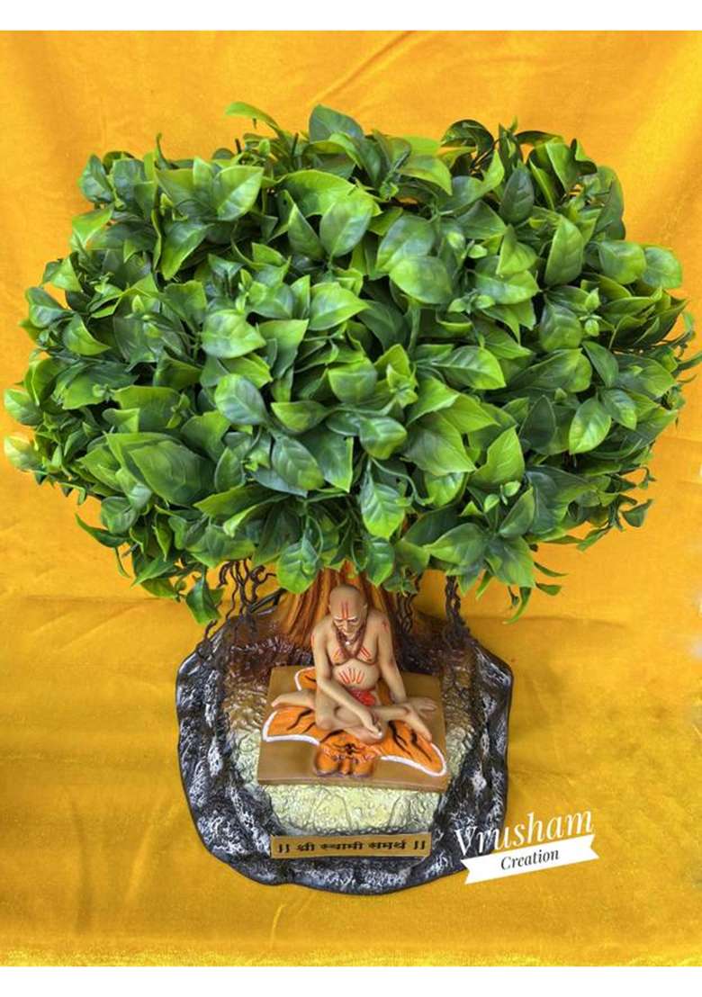 Vrusham Creations Shree Swami Samarth Idol With Tree 1.5 Feet Decorative Showpiece - 45 Cm(Resin Multicolor) - Indya