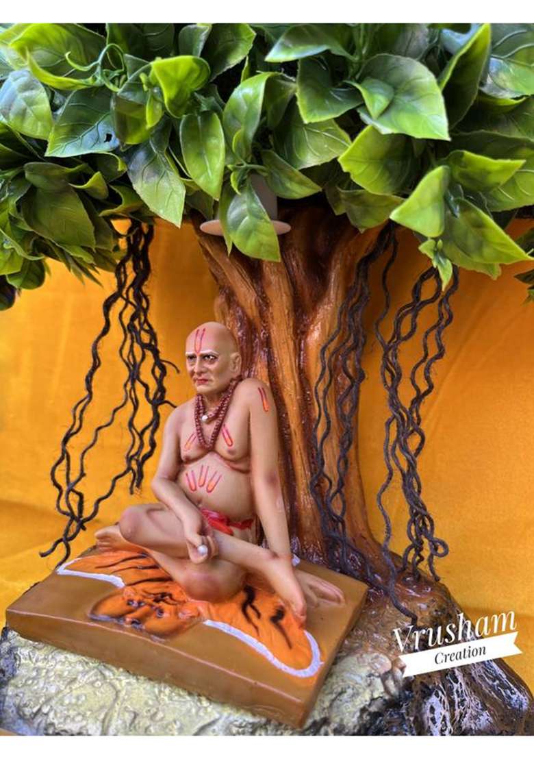 Vrusham Creations Shree Swami Samarth Idol With Tree 1.5 Feet Decorative Showpiece - 45 Cm(Resin Multicolor) - Indya