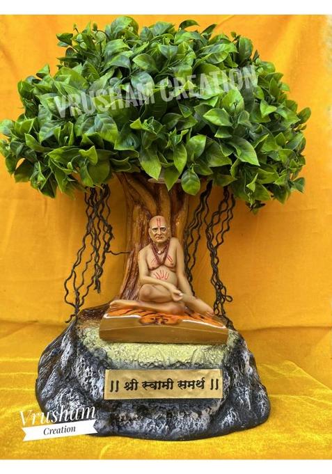 Vrusham Creations Shree Swami Samarth Idol With Tree 1.5 Feet Decorative Showpiece - 45 Cm(Resin Multicolor)