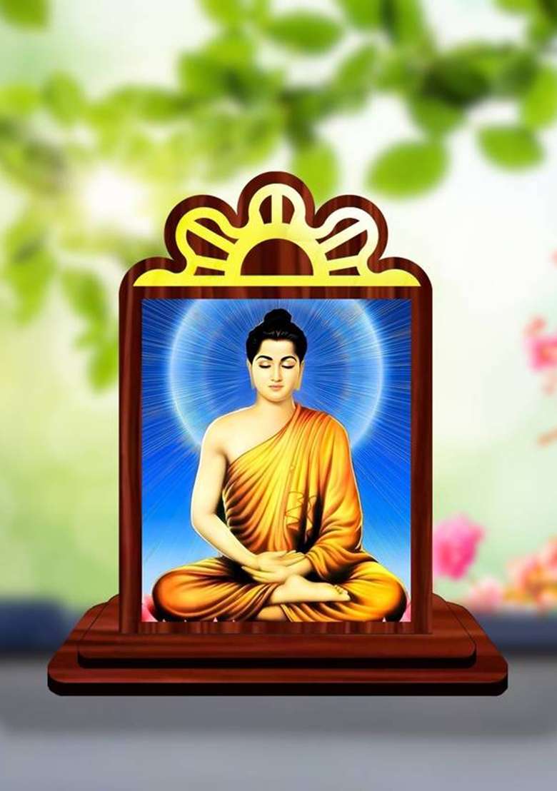 Giftsrange Gautam Buddha Mahavira Siddhartha Car Dashboard Idol Premium Decorative Showpiece - 9.5 Cm(Wood Multicolor) - Indya