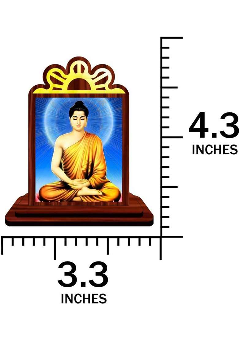 Giftsrange Gautam Buddha Mahavira Siddhartha Car Dashboard Idol Premium Decorative Showpiece - 9.5 Cm(Wood Multicolor) - Indya