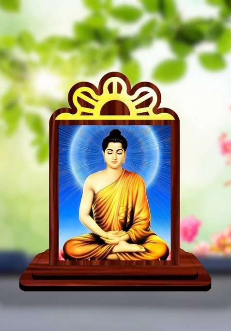 Giftsrange Gautam Buddha Mahavira Siddhartha Car Dashboard Idol Premium Decorative Showpiece - 9.5 Cm(Wood Multicolor)