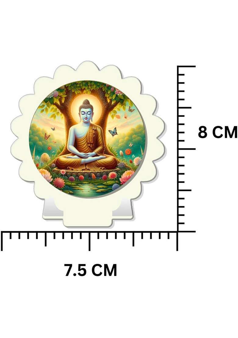 Giftsrange Gautam Buddha Mahavira Car Dashboard Idol White Glossy Decorative Showpiece - 8 Cm(Plastic White) - Indya