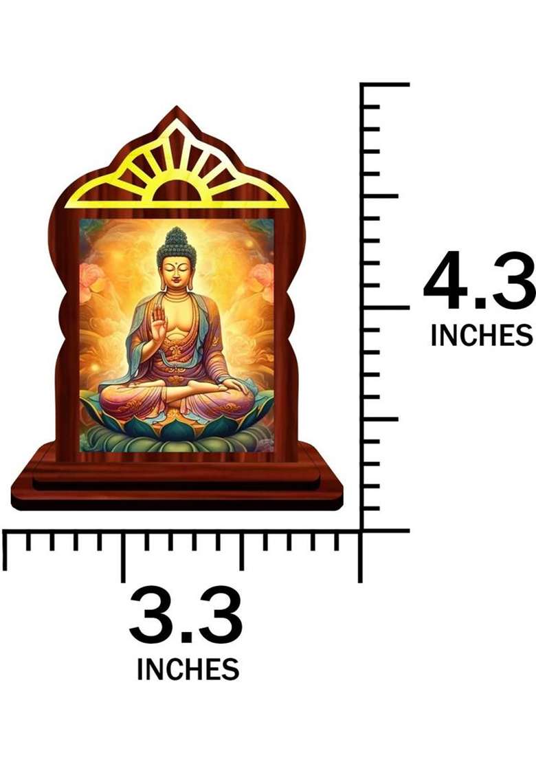 Giftsrange Gautam Buddha Mahavira Siddhartha Car Dashboard Idol Premium Decorative Showpiece - 10.4 Cm(Wood Multicolor) - Indya