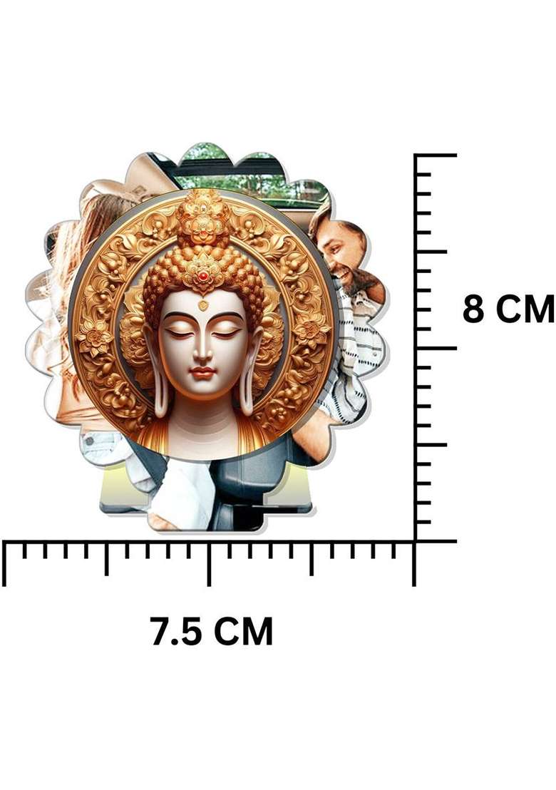 Giftsrange Gautam Buddha Mahavira Siddhartha Silver Mirror Shine Car Dashboard Idol Decorative Showpiece - 8 Cm(Plastic Multicolor Silver) - Indya