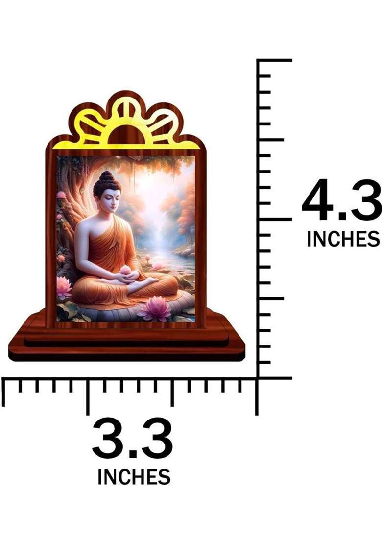 Giftsrange Gautam Buddha Mahavira Siddhartha Car Dashboard Idol Decorative Showpiece - 9.5 Cm(Wood Multicolor) - Indya