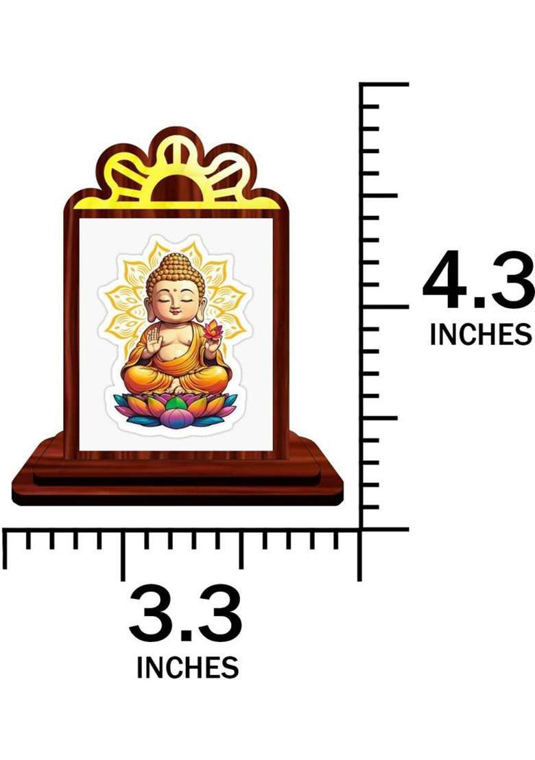Giftsrange Gautam Buddha Mahavira Siddhartha Car Dashboard Idol Premium Decorative Showpiece - 9.5 Cm(Wood Multicolor) - Indya