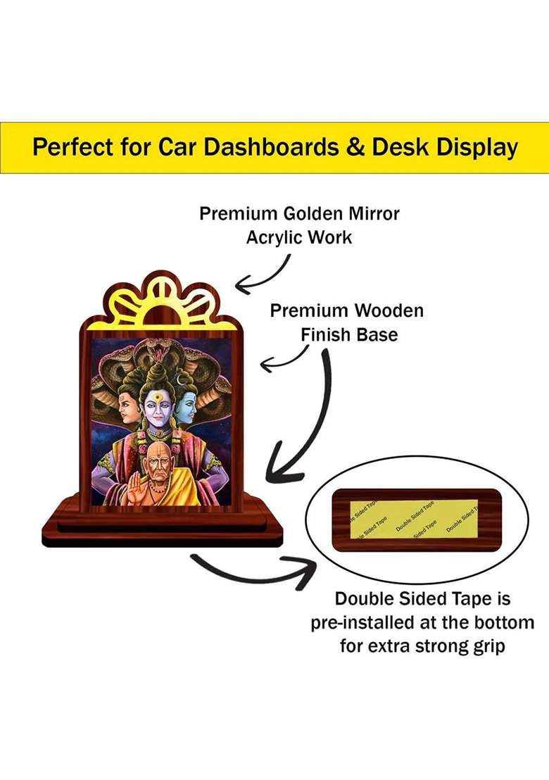 Giftsrange Akkalkot Swami Samarth Car Dashboard Idol Decorative Showpiece - 9.5 Cm(Wood Multicolor) - Indya