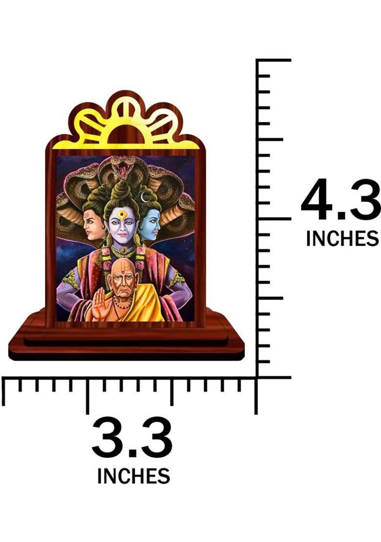 Giftsrange Akkalkot Swami Samarth Car Dashboard Idol Decorative Showpiece - 9.5 Cm(Wood Multicolor) - Indya
