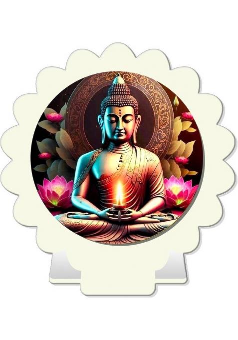 Giftsrange Gautam Buddha Mahavira Car Dashboard Idol White Glossy Decorative Showpiece - 8 Cm(Plastic White)