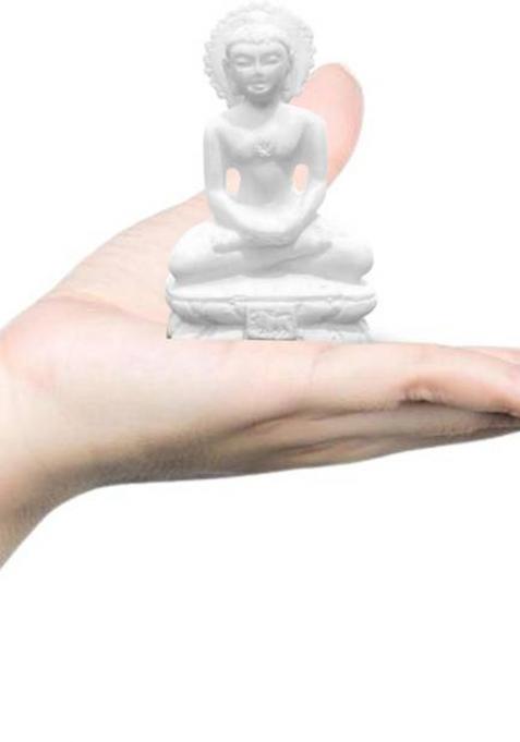 Proverve Divine Collections Mahavir Swami Ji Pure Natural White Resin Idol Decorative Showpiece - 6.5 Cm(Polyresin White)