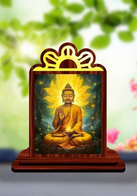 Giftsrange Gautam Buddha Mahavira Siddhartha Car Dashboard Idol Decorative Showpiece - 9.5 Cm(Wood Multicolor)