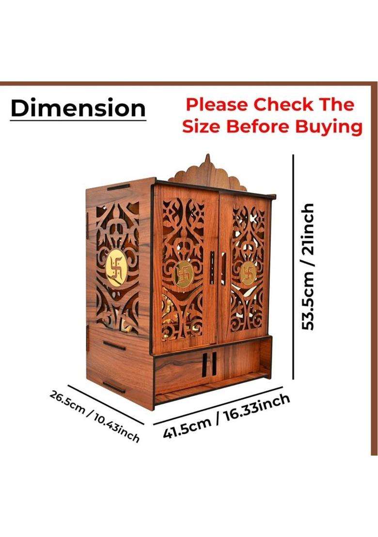 PPJ CRAFT Wooden Temple Mandir for Home with Door Cabinets with LED Light Engineered Wood Home Temple(Height 53.5 DIY(Do-It-Yourself)) - Indya