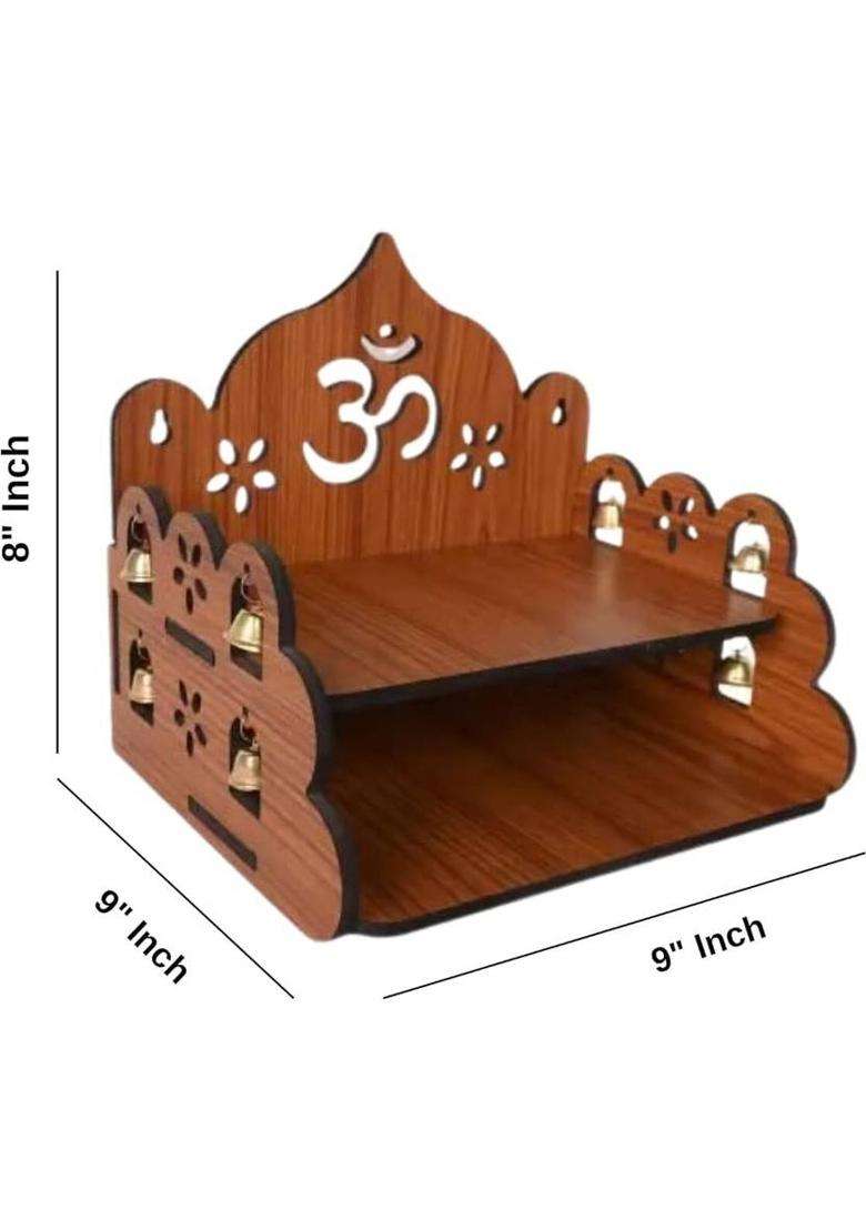 Nivasam Hand Crafted OM Pattern Pooja Mandir With Storage Cabinet Engineered Wood Home Temple(Height 20.32 DIY(Do-It-Yourself)) - Indya
