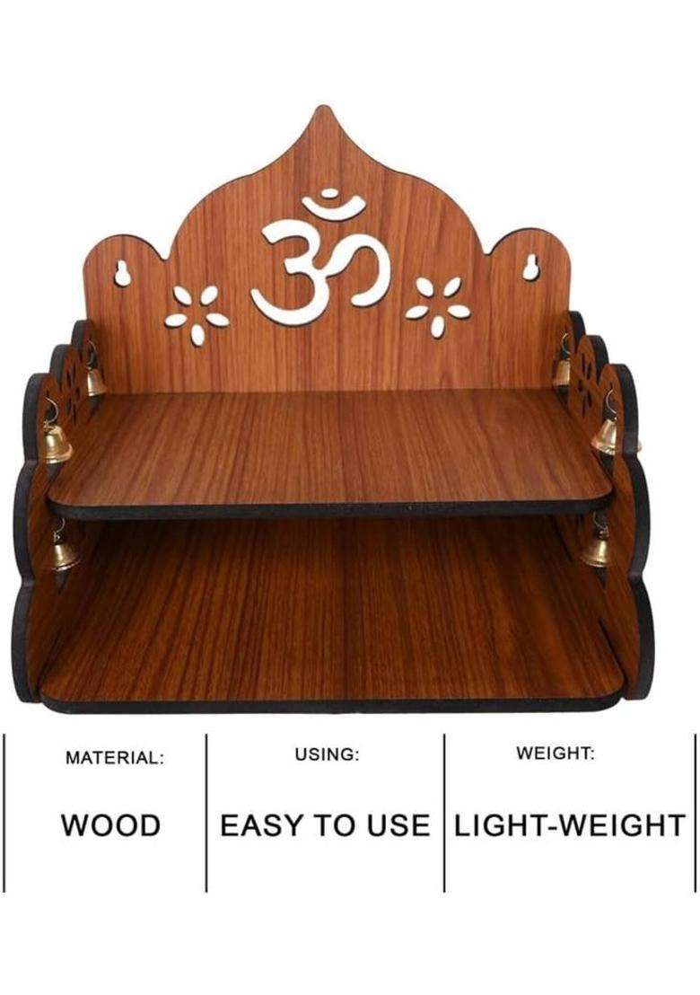 Nivasam Hand Crafted OM Pattern Pooja Mandir With Storage Cabinet Engineered Wood Home Temple(Height 20.32 DIY(Do-It-Yourself)) - Indya