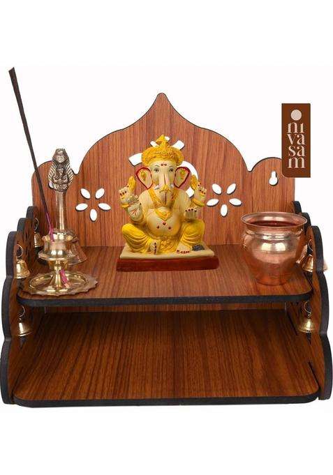 Nivasam Hand Crafted OM Pattern Pooja Mandir With Storage Cabinet Engineered Wood Home Temple(Height 20.32 DIY(Do-It-Yourself))