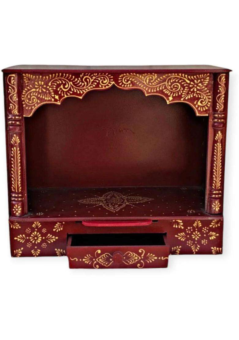 Bhagwati Wooden Temple For Home/Wooden Puja Mandir For Home Engineered Wood Home Temple(Height 46 Pre-assembled) - Indya