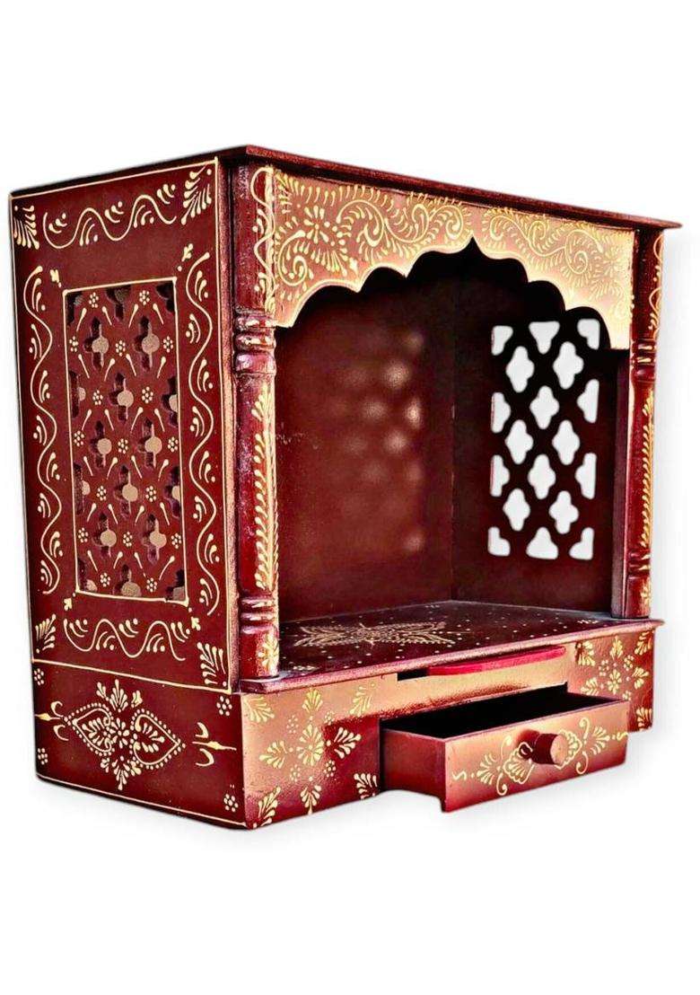 Bhagwati Wooden Temple For Home/Wooden Puja Mandir For Home Engineered Wood Home Temple(Height 46 Pre-assembled) - Indya