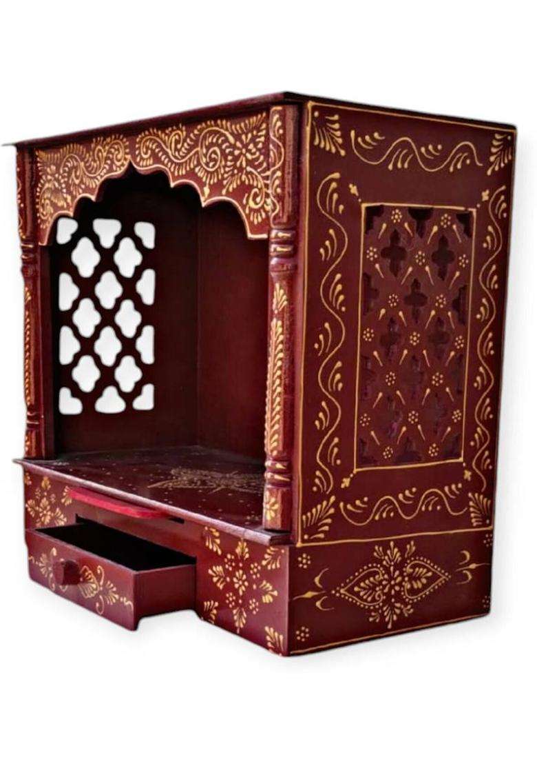 Bhagwati Wooden Temple For Home/Wooden Puja Mandir For Home Engineered Wood Home Temple(Height 46 Pre-assembled) - Indya