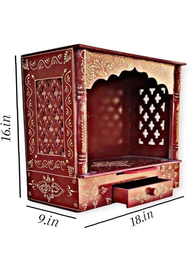 Bhagwati Wooden Temple For Home/Wooden Puja Mandir For Home Engineered Wood Home Temple(Height 46 Pre-assembled) - Indya