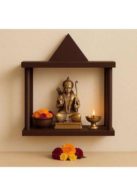 Furniza Traditional MDF Wooden Temple with Shikhara Top Compact Open Pooja Mandir Engineered Wood Home Temple(Height 34.5 Pre-assembled)