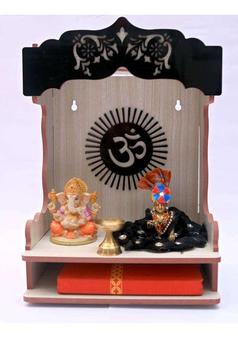 MAHIRSART ART Wooden Wall Mounted Hanging Puja Mandir for Home Wall Engineered Wood Home Temple(Height 40 DIY(Do-It-Yourself)) - Indya