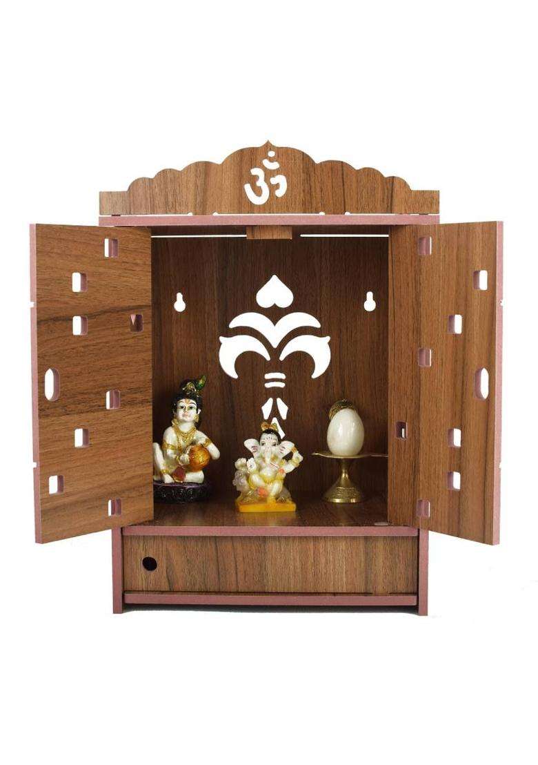 Priyat Wooden Templegod standpooja stand mandap mandapam pooja mandir with Doors Engineered Wood Solid Wood Home Temple(Height 41 DIY(Do-It-Yourself)) - Indya