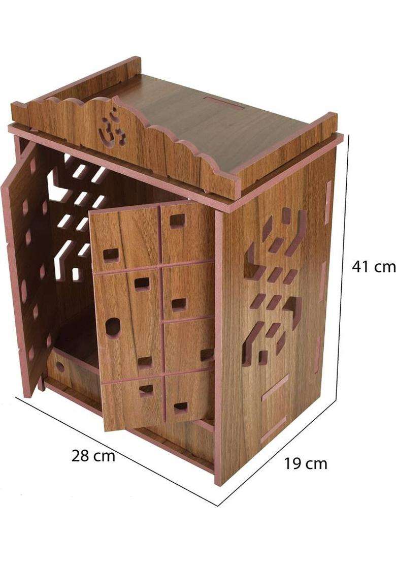 Priyat Wooden Templegod standpooja stand mandap mandapam pooja mandir with Doors Engineered Wood Solid Wood Home Temple(Height 41 DIY(Do-It-Yourself)) - Indya