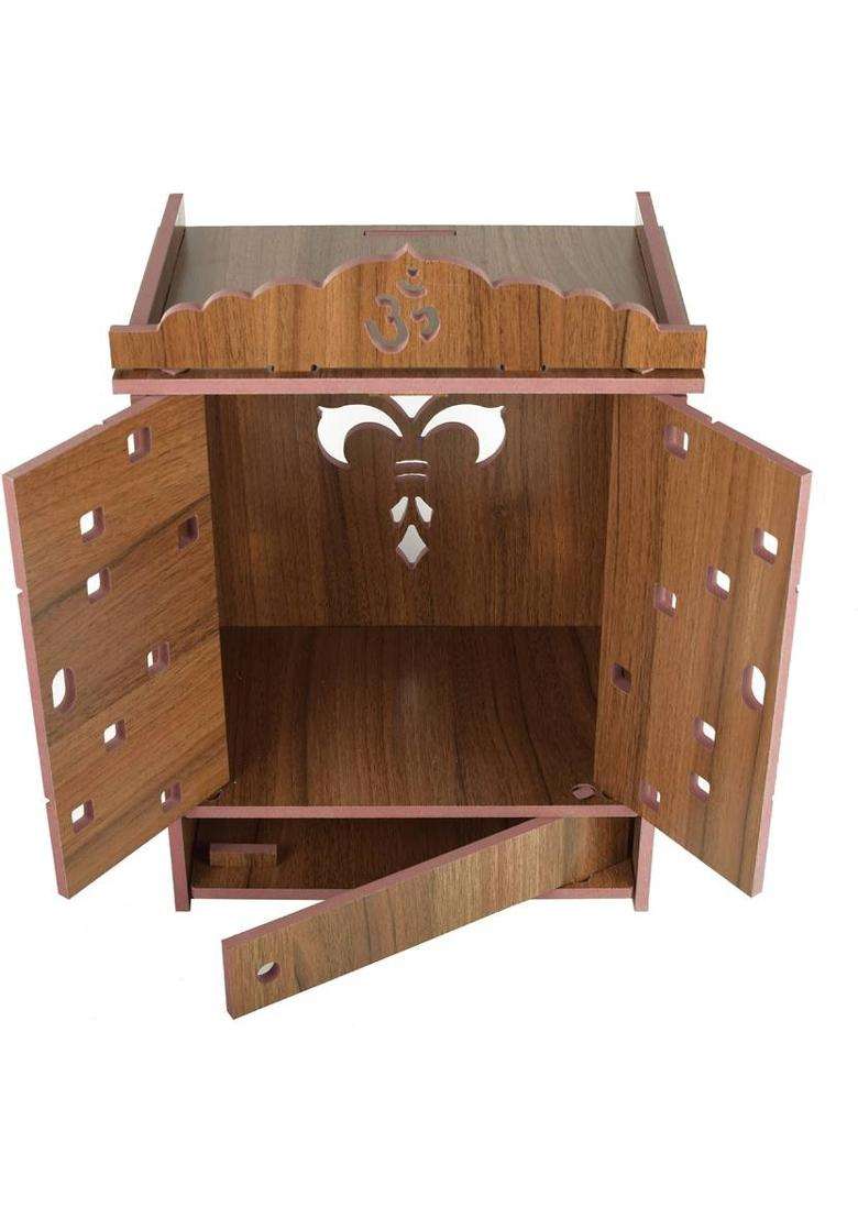 Priyat Wooden Templegod standpooja stand mandap mandapam pooja mandir with Doors Engineered Wood Solid Wood Home Temple(Height 41 DIY(Do-It-Yourself)) - Indya