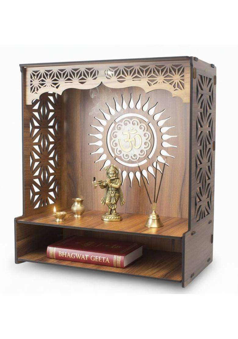Gojeeva Engineered Wooden LED Temple Handcrafted Design Pooja Mandir for Home & Office Engineered Wood Home Temple(Height 37.5 DIY(Do-It-Yourself)) - Indya