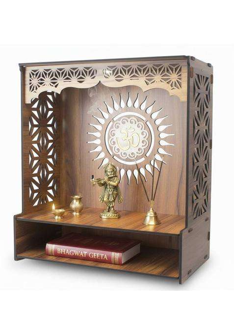 Gojeeva Engineered Wooden LED Temple Handcrafted Design Pooja Mandir for Home & Office Engineered Wood Home Temple(Height 37.5 DIY(Do-It-Yourself))