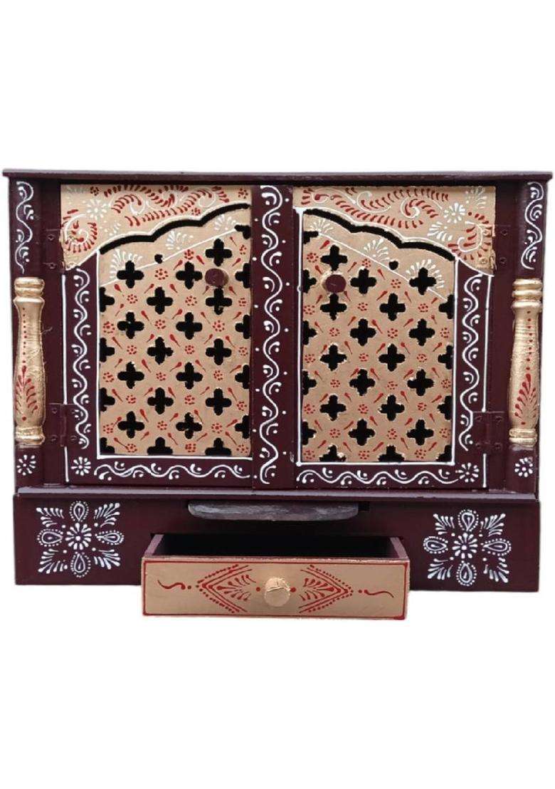 Bhagwati Wooden Temple For Home/Wooden Mandir For Home Engineered Wood Home Temple(Height 46 Pre-assembled) - Indya