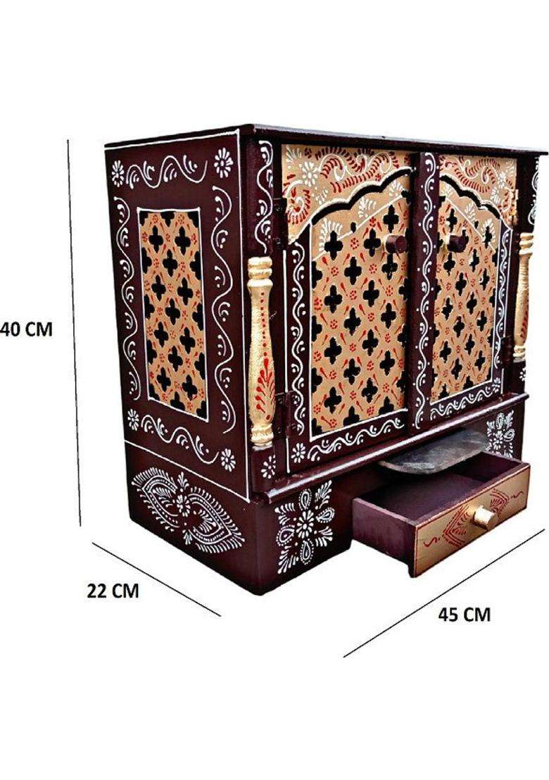 Bhagwati Wooden Temple For Home/Wooden Mandir For Home Engineered Wood Home Temple(Height 46 Pre-assembled) - Indya