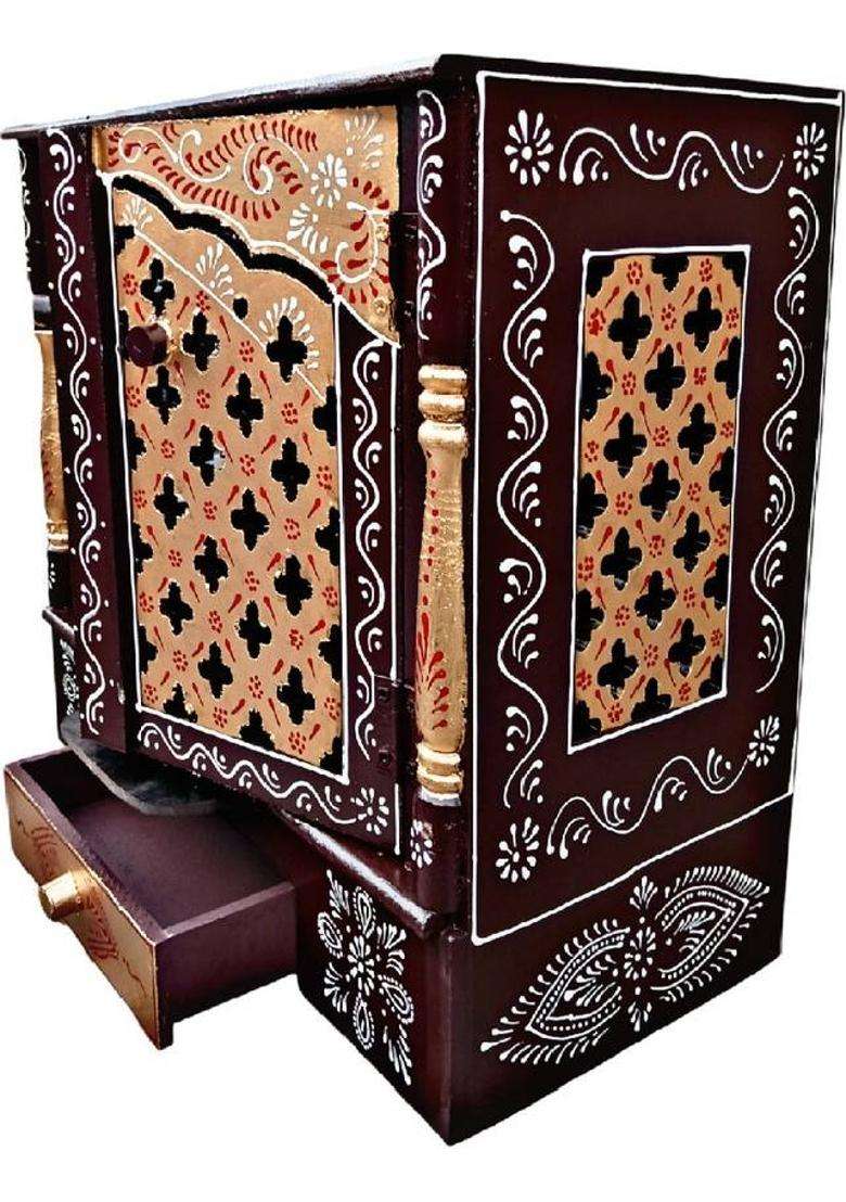 Bhagwati Wooden Temple For Home/Wooden Mandir For Home Engineered Wood Home Temple(Height 46 Pre-assembled) - Indya