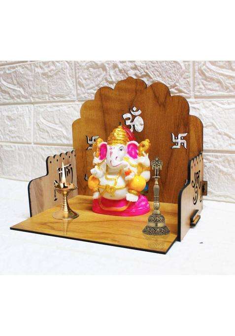 GiftDenaHai Temple For Home Pooja Stand for Home Pooja Mandir for Home Temple (78.5 Inch) Solid Wood Home Temple(Height 19 Pre-assembled)