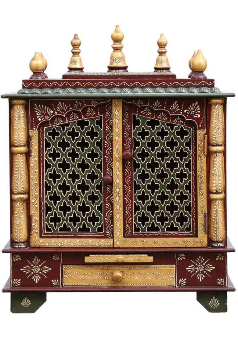 kamdhenu art and craft Solid Wood Home Temple(Height 70 DIY(Do-It-Yourself)) - Indya